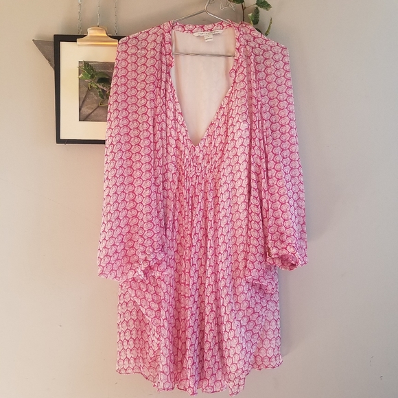 Diane Von Furstenberg Silk Fleurette Mini Semi Sheer Flowy Dress 4 - Picture 4 of 14